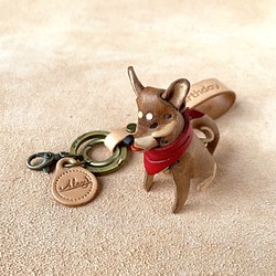 動物森林-柴犬-真皮植鞣 皮革鑰匙圈 吊飾 動物造型 第1張的照片