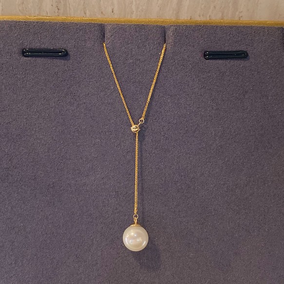 【高級】天然淡水真珠　一粒ネックレスk18