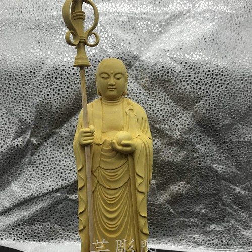 極上質 地蔵菩薩立像 精密細工 仏教工芸品 供養品 木彫仏像 彫刻 芸彫 