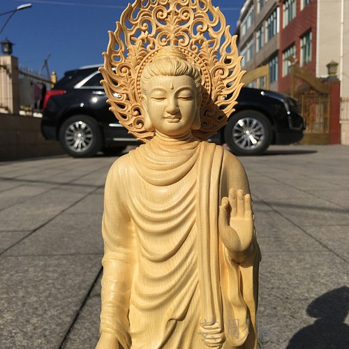 極上品 釈迦牟尼 仏教工芸品 木彫仏像 精密細工 高さ42cm 彫刻 芸彫閣 