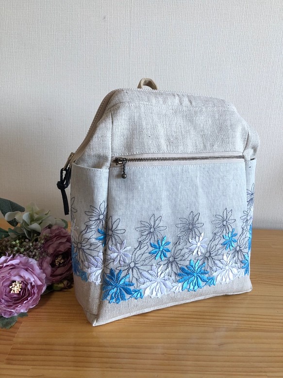 大人のリュック リネン×レース 水色 - www.madeleynurseryschool.co.uk