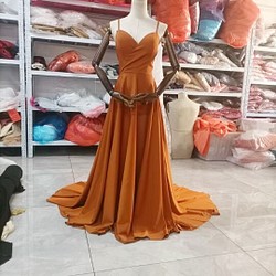 高品質！パーティードレス テラコッタ色 リボン 背中見せ 前撮り結婚式 2次 ドレス David1021k Dress 通販｜Creema(クリーマ)