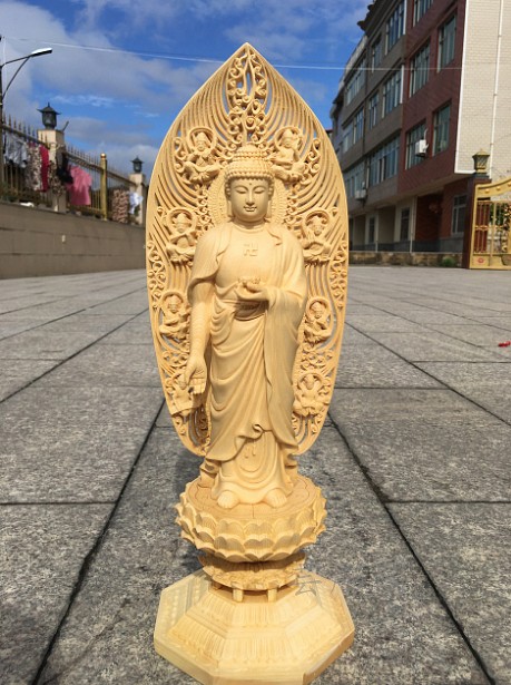 特上彫 阿弥陀如来 木彫仏像 仏教工芸品 精密細工 供養品 彫刻 芸彫閣