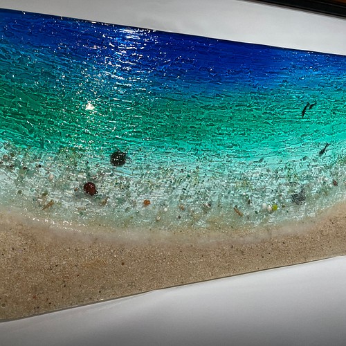 アートパネル エメラルドブルームーンビーチの海 90×45 壁掛けパネル