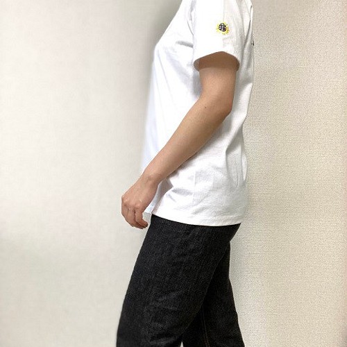 袖ワンポイントひまわり+バック刺繍半袖Tシャツ Tシャツ EMU 通販
