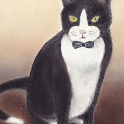 タキシード猫（パステル画　原画　 1枚目の画像