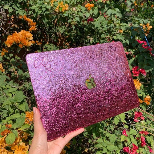 受注生産 クールなGLITTERに名前やロゴが入れられるMacbookケース PC