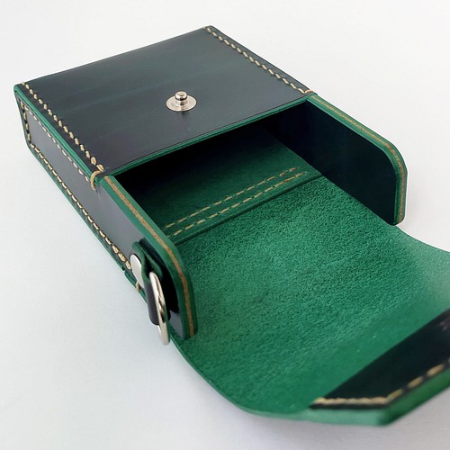 革の宝石 ルガト ロングサイズのタバコケース（深緑 シガレットケース 