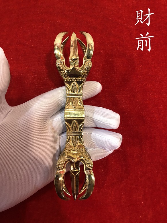 法器 ウザシャモ金剛杵 五鈷金剛杵 四角い杵 真鍮製 vajra 16CM その他