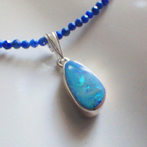 sv925*Ｇrand Blue Australian Ocean Opal Necklace ラピスラズリ ネックレス・ペンダント Mermaid Cottage