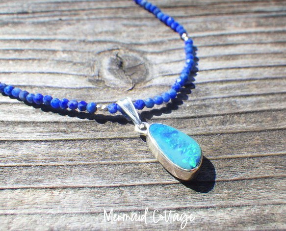 *sv925*Ｇrand Blue Australian Ocean Opal Necklace ラピスラズリ 1枚目の画像