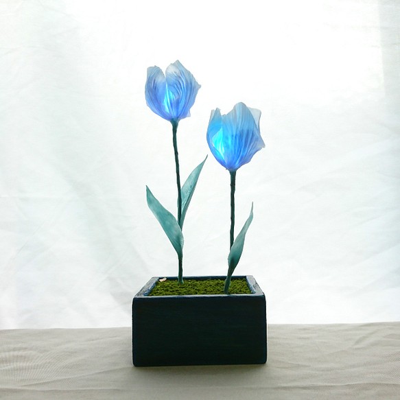 青チューリップの夜光ランプ 1枚目の画像