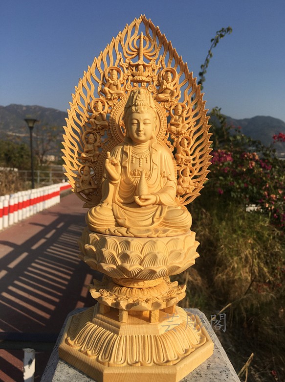 極上品 送子観音菩薩 精密彫刻 職人手作り 仏教美術 仏教工芸品 供養品