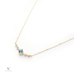 K18 Santa Maria 海藍寶石和鑽石項鍊（圓形切割）~Ello Lily~ 三月生日石 第1張的照片