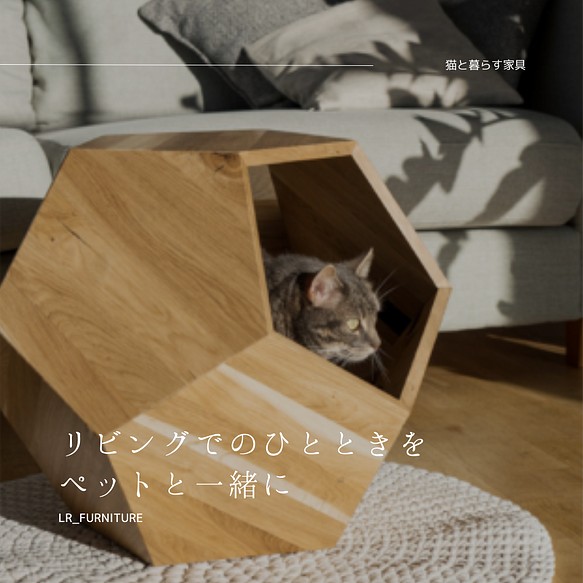 受注生産 職人手作り キャットハウス 猫家具 猫ベッド リビング 無垢材