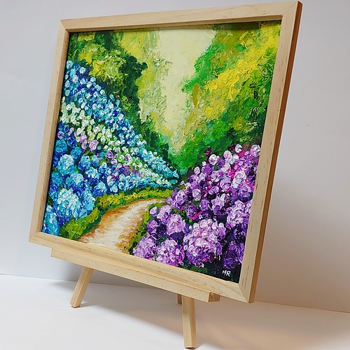 油絵 絵画 紫陽花の道 絵画 ｈｒ 通販 Creema クリーマ ハンドメイド 手作り クラフト作品の販売サイト