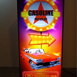 アメリカン ルート66 アメ車 旧車 ガソリンスタンド カウンター サイン 看板 置物 雑貨 LEDライトBOX 1枚目の画像