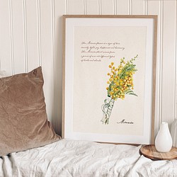 ミモザのポスター　/ i1129 / 黄色くかわいい春のミモザ　ボタニカル　アートポスター 1枚目の画像