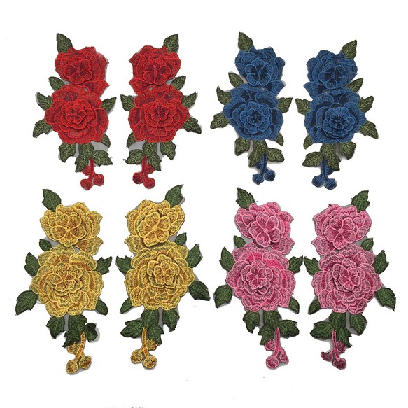 品番YZ1150 薔薇 刺繍生地 ケミカルモチーフ ハンドメイド素材 2枚