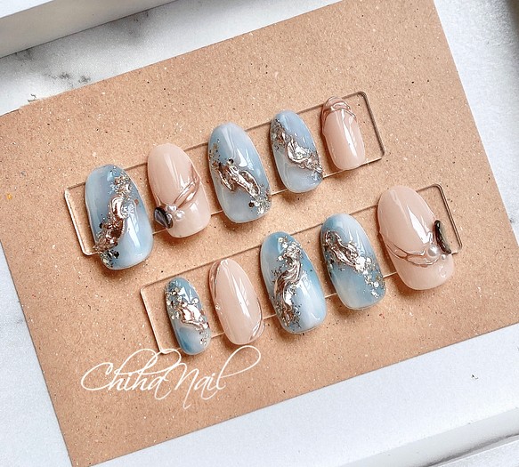 ニュアンスネイル ネイルチップ ブルーネイル 夏ネイル 大人ネイル 涼しげネイル ネイルチップ ネイルシール Chiha Nail 通販 Creema クリーマ ハンドメイド 手作り クラフト作品の販売サイト