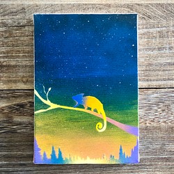 《奇異變色龍》原創暮光 x 森林 x 爬行動物彩虹畫布山水畫噴繪藝術內飾面板 第1張的照片