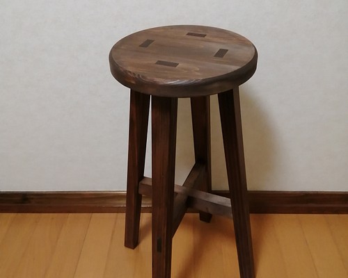 木製スツール　座面幅30cm×高さ58cm　丸椅子　stool 　猫犬