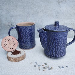 滴滴咖啡陶壺-藍色伊羅保 咖啡壺 陶壺 文創 生活陶 濾滴咖啡壺 第1張的照片
