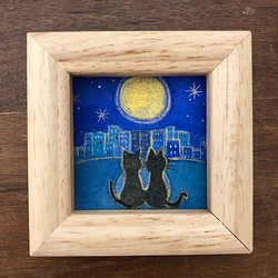 ミニ額 「星月夜」原画 絵画 小さな日本画のお店 ギャラリー貴子舎