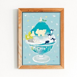 かき氷と南極のどうぶつ　インテリアポスター 1枚目の画像