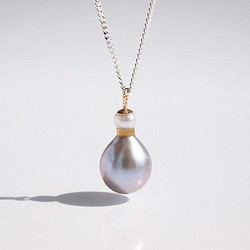 Kintsugi 珍珠長項鍊像香水瓶 | 60cm silver925 drop pearl pendant 第1張的照片