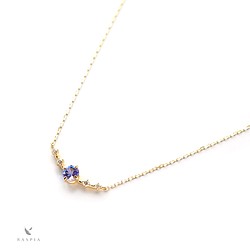 K18 坦桑石和鑽石項鍊（圓形切割）~Ello Lily~十二月生日石 第1張的照片
