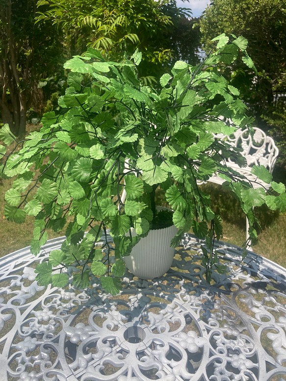 光触媒　人工観葉植物　ウォールグリーン　フェイク　フラワー　アジアンタム花器付