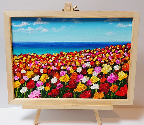 油絵 絵画 海のお花畑【Ａ4】 www.avillsas.com