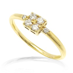 還剩 1 件 [尺寸 7] K10 黃金天然石鑽石方形精緻時尚戒指 第1張的照片