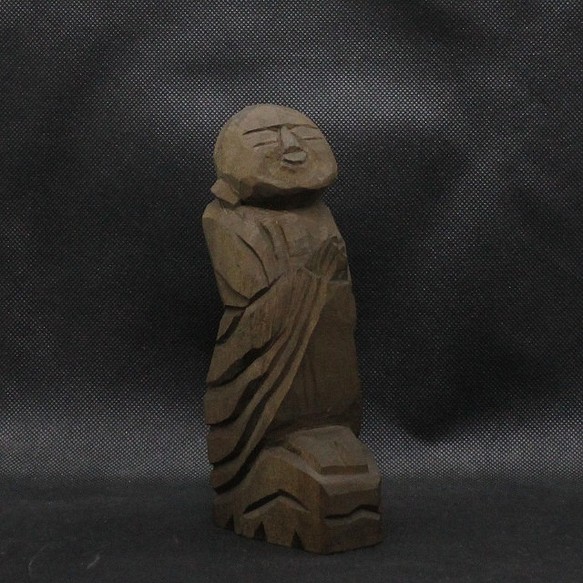 仏像 円空仏 木彫 善財童子（16cm 着色 jk2914） 1枚目の画像