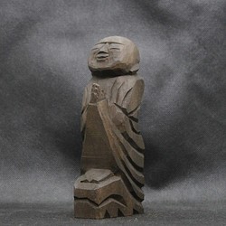 仏像 円空仏 木彫 善財童子（16cm 着色 jk3131） 1枚目の画像