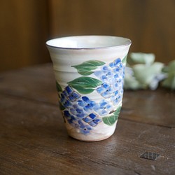 京焼・清水焼　色絵　フリーカップ（紫陽花）再出品 1枚目の画像