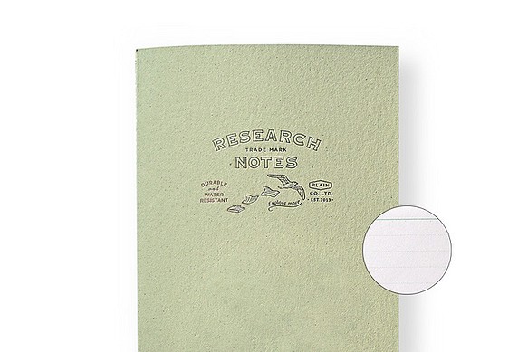 RESEARCH NOTES耐水筆記本 綠色大本 純白紙 橫線 第1張的照片