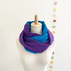 ♡日本製造♡高品質雙層紗布柔軟夢幻的圍脖♡雙色（綠松石藍x紫色） 第1張的照片