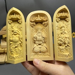 布袋様  大黒天  惠比寿  三開仏  木彫仏像  仏教美術品 1枚目の画像