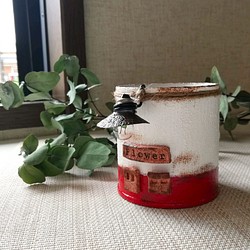 リメ缶・リメイク缶☆ランプのまちのリメ缶Ｂ☆お花屋さん １個（リメ缶・リメ鉢） 1枚目の画像