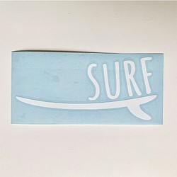 サーフボードの抜型ステッカー 車用防水シール 白いステッカー 切り抜き サーフィンの板 SURF文字 フィン付き板 シール・ステッカー  seashells 通販｜Creema(クリーマ) 13981578