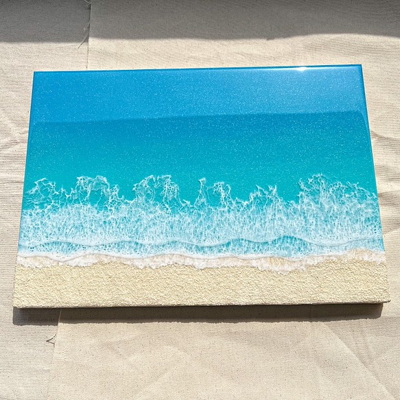 【原画】海アート B4（365×258×20mm） レジンアート 海　波　インテリア　絵 1枚目の画像