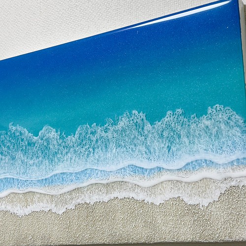 原画】海アート B4（365×258×20mm） レジンアート 壁掛け インテリア 