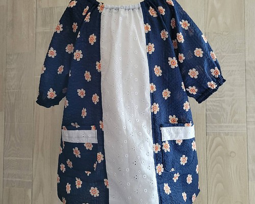 花柄 リップル 半袖 チュニック スモック 80〜130サイズ 子供服 menma