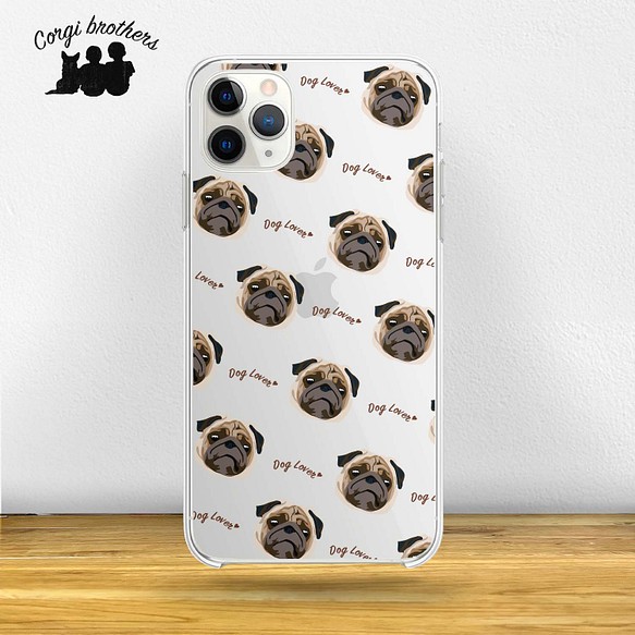 【 パグ 毛色1色 パターン 】スマホケース　クリアソフトケース　犬　うちの子　iPhone & Android 1枚目の画像