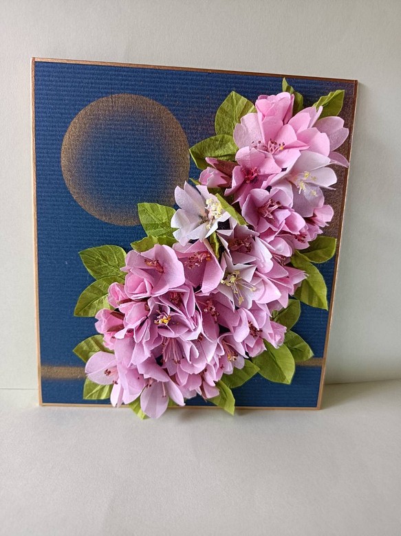 【akira様専用】和紙の折り紙フラワー(夜桜) 1枚目の画像