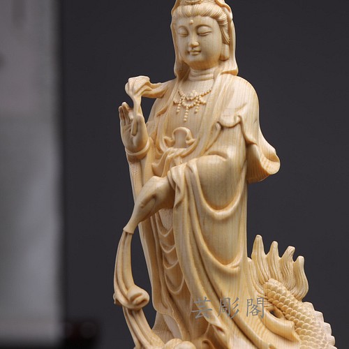 御竜観音 木彫仏像 供養品 仏教美術品 精密細工 彫刻 芸彫閣 通販 