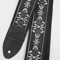フランステープ　シルバー刺繍の帆布ギターストラップ 1枚目の画像