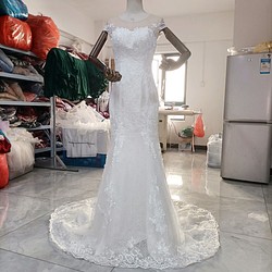 高質量！白色婚紗 優雅花朵蕾絲 華麗公主線 人魚線 第1張的照片